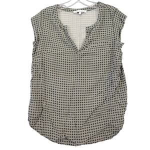 Ava Christine Black Shirt Preppy Floral Classic Sleeveless V-Neck Women's Size M